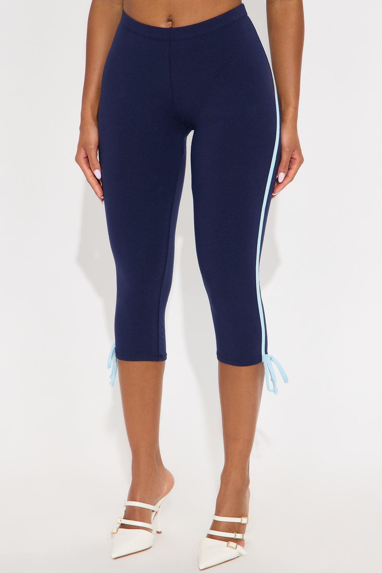 Lana Striped Capri Legging - Navy Female Product Image
