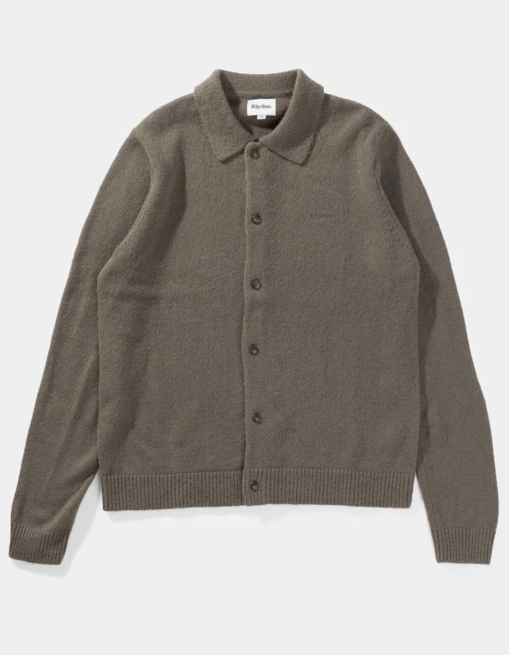 RHYTHM Mohair Mens Long Sleeve Button Up Shirt - OLIVE Product Image