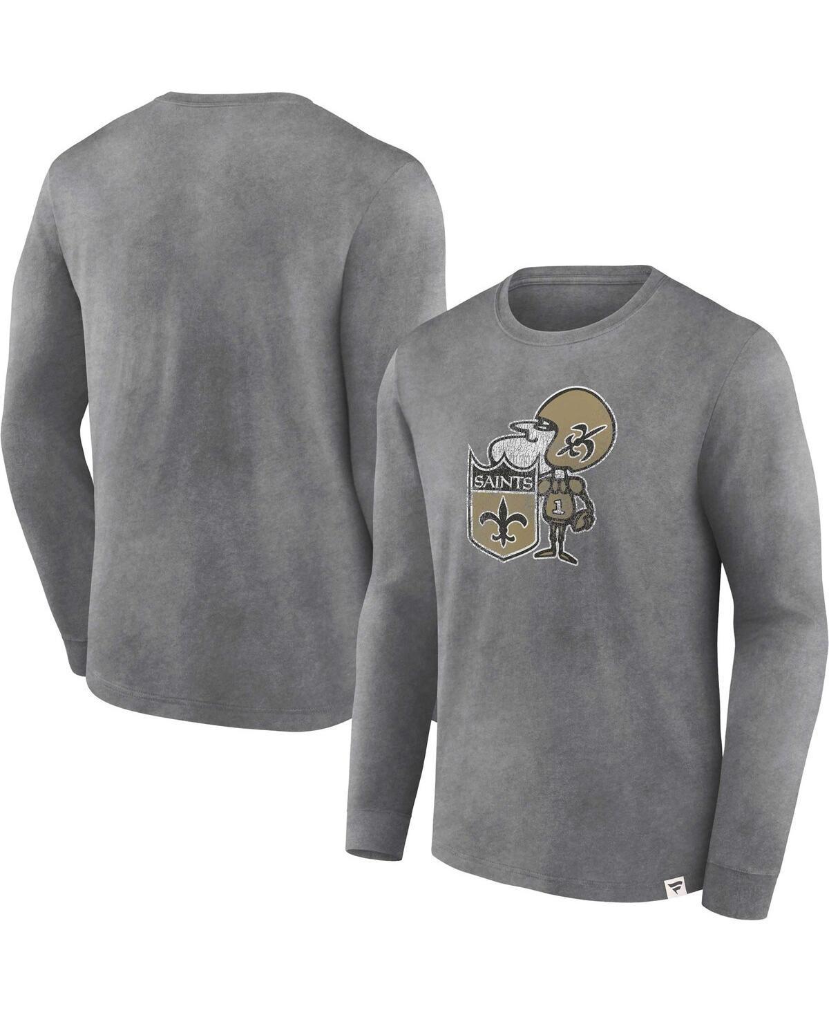 Men's Fanatics Branded  Heather Charcoal New Orleans Saints Washed Primary Long Sleeve T-Shirt, Size: Medium Product Image