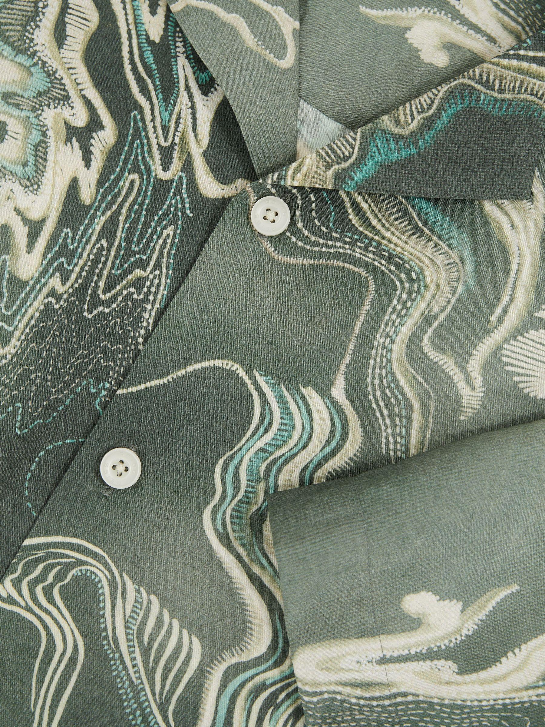 Print Cuban-Collar Shirt in Sage Green Product Image