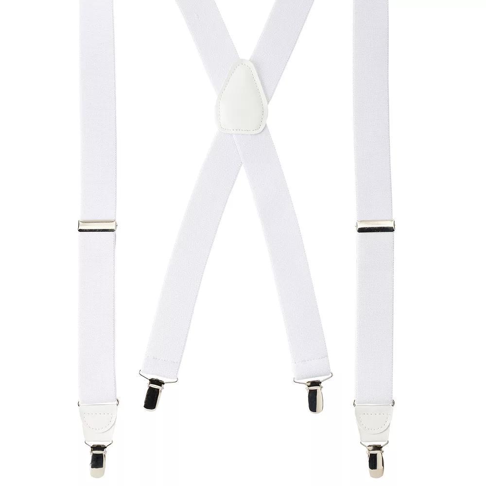 Men's Wembley Solid Stretch Suspenders, White Product Image