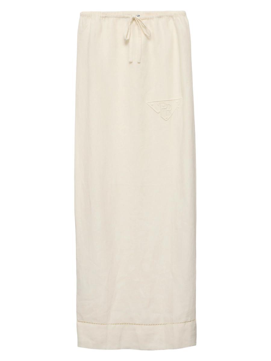 Womens Embroidered Linen Skirt Product Image