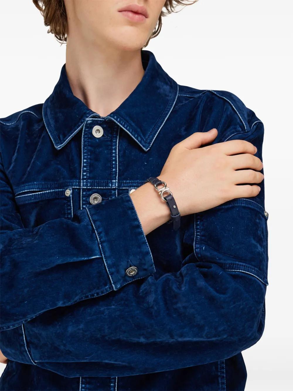 FERRAGAMO Gancini Braided Bracelet In Black Product Image