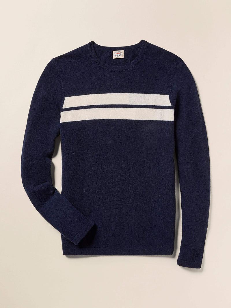 Tropical Cashmere Crewneck Sweater - Navy Night Surf Stripe Product Image
