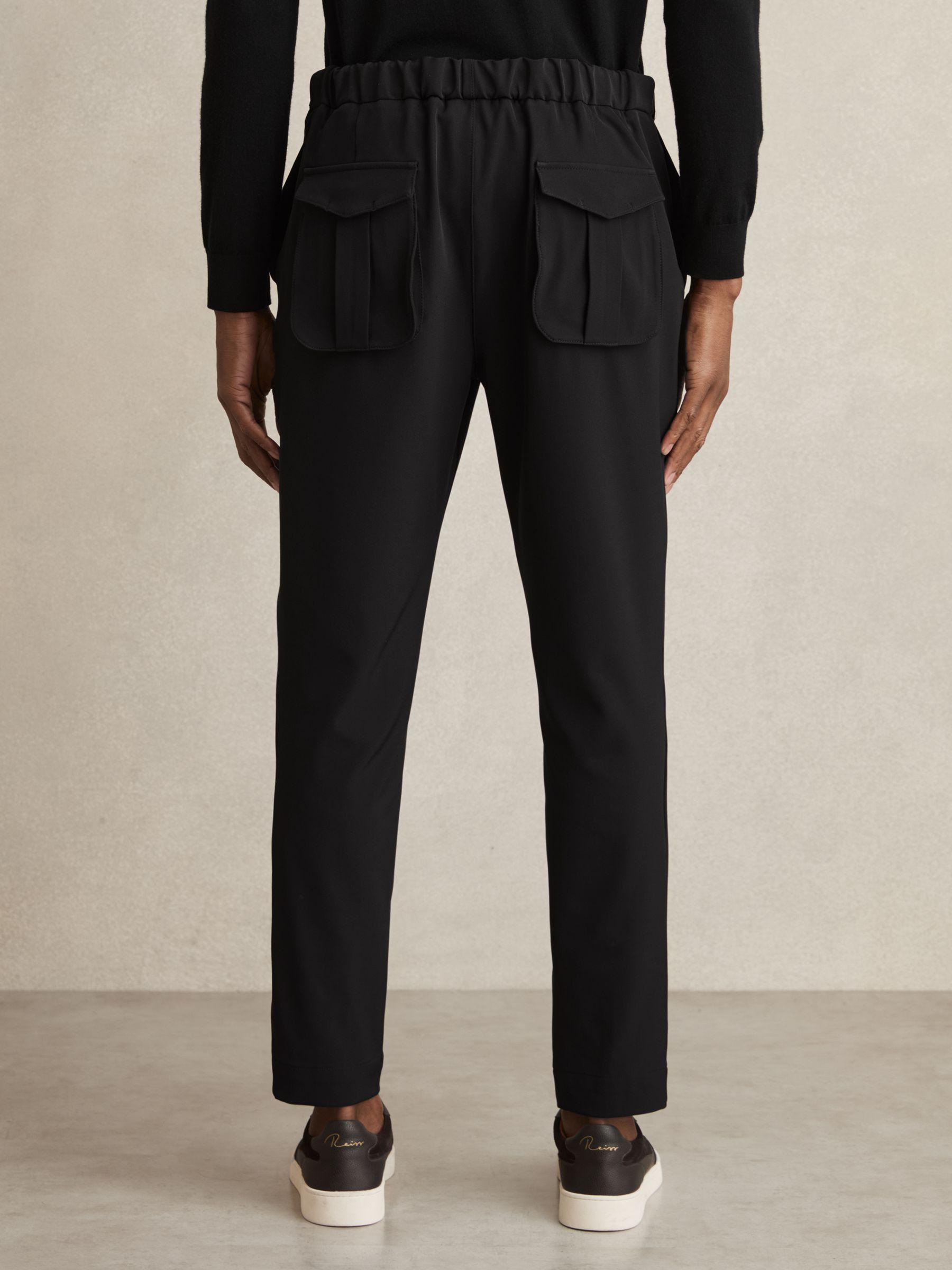 Belted Technical Tapered Trousers in Black Product Image