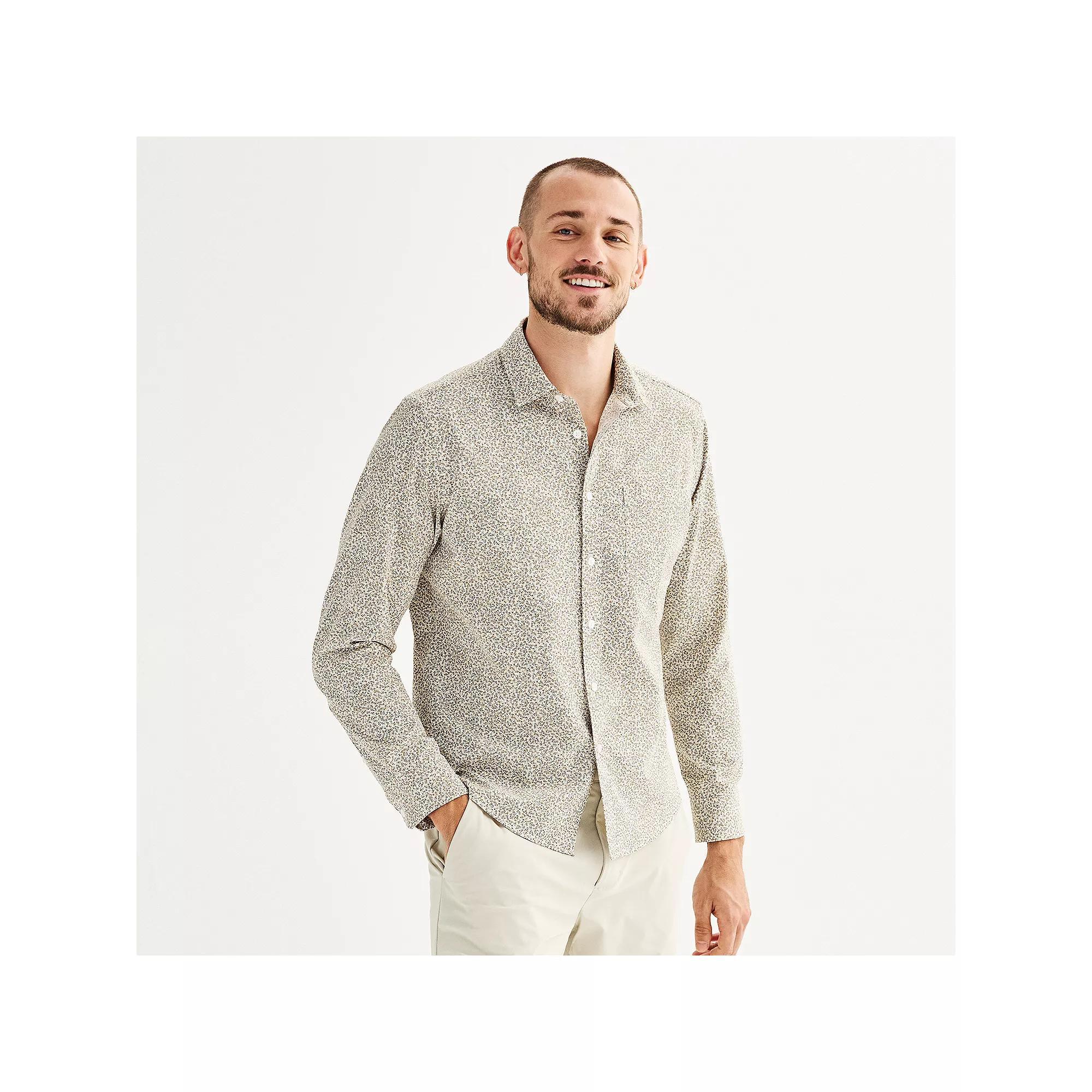 Men's FLX Performance Untucked-Fit Long Sleeve Button Down Shirt, Size: XL, Flagstone Product Image