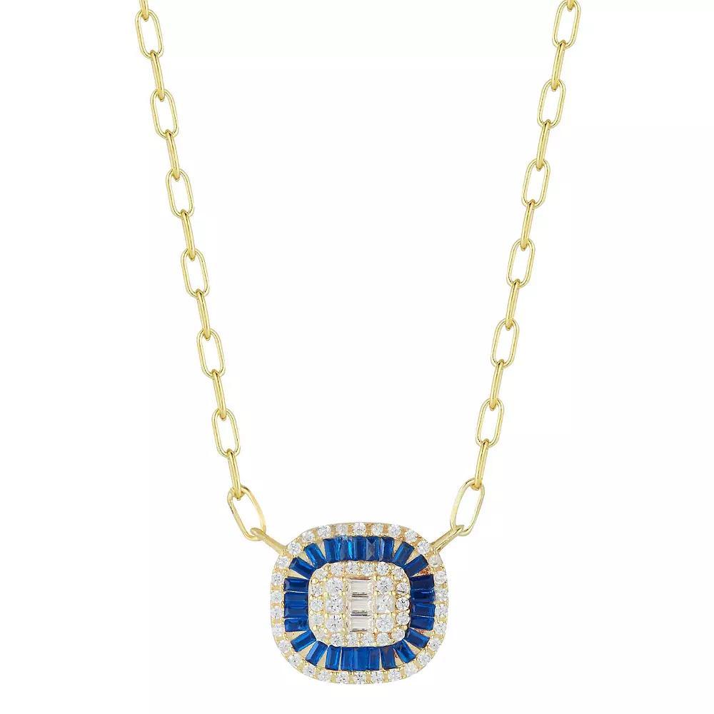 Sunkissed Sterling 14k Gold Over Silver Cubic Zirconia Illusion Pendant Necklace, Women's, Size: 17", Blue Product Image