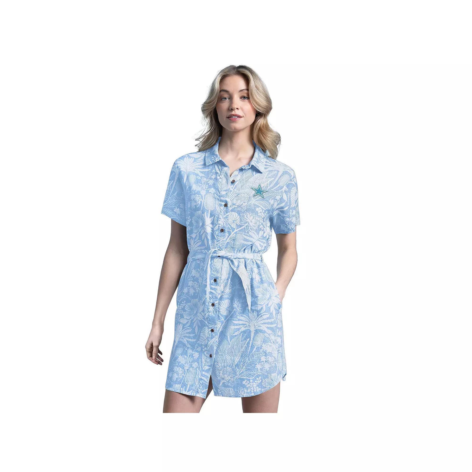 Women's Margaritaville Light Blue Dallas Cowboys Palm Linen Dress, Size: 2XL Product Image
