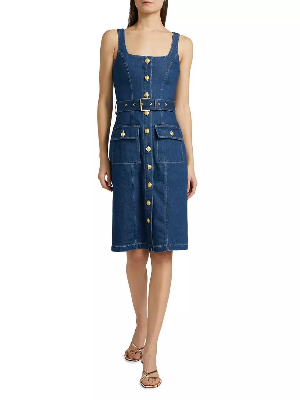 Idy Denim Button-Front Midi-Dress Product Image