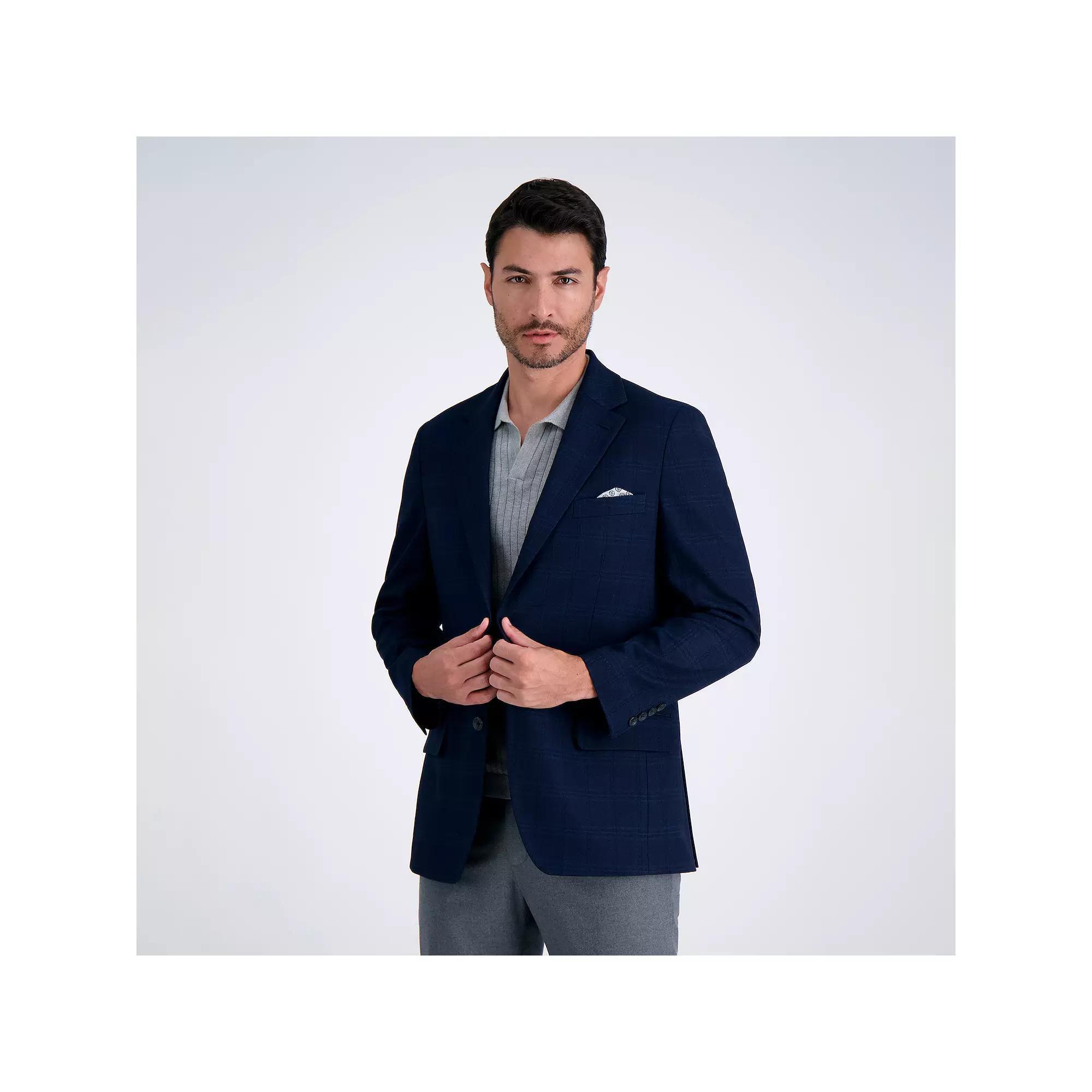 Mens J.M. Haggar Premium Tailored-Fit Sport Coat Blue Windowpane Product Image