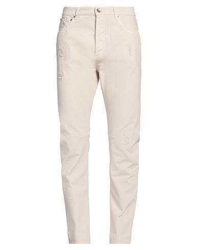 BRUNELLO CUCINELLI Man Jeans Beige Size 34 Cotton, Leather Product Image