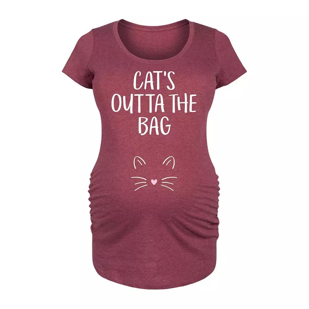 Maternity Cats Outta The Bag Graphic Tee, Womens Grey Dark Red Product Image