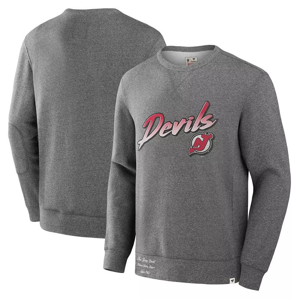Men's Fanatics Heather Gray New Jersey Devils Decades Collection Legendary Fleece Pullover Sweatshirt, Size: 2XL, Nhl Grey Product Image