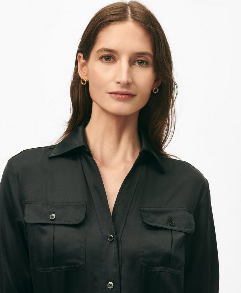 Relaxed Utility Shirt Dress in Washable Silk Product Image