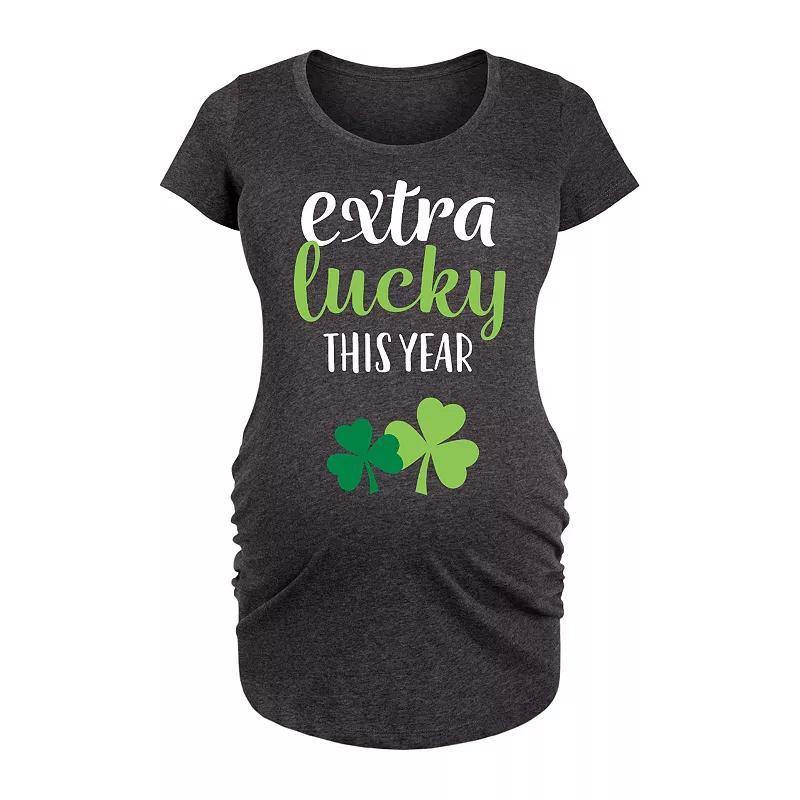 Maternity Extra Lucky This Year Shamrocks Graphic Tee, Women's, Size: XXL-MAT, Blue Product Image