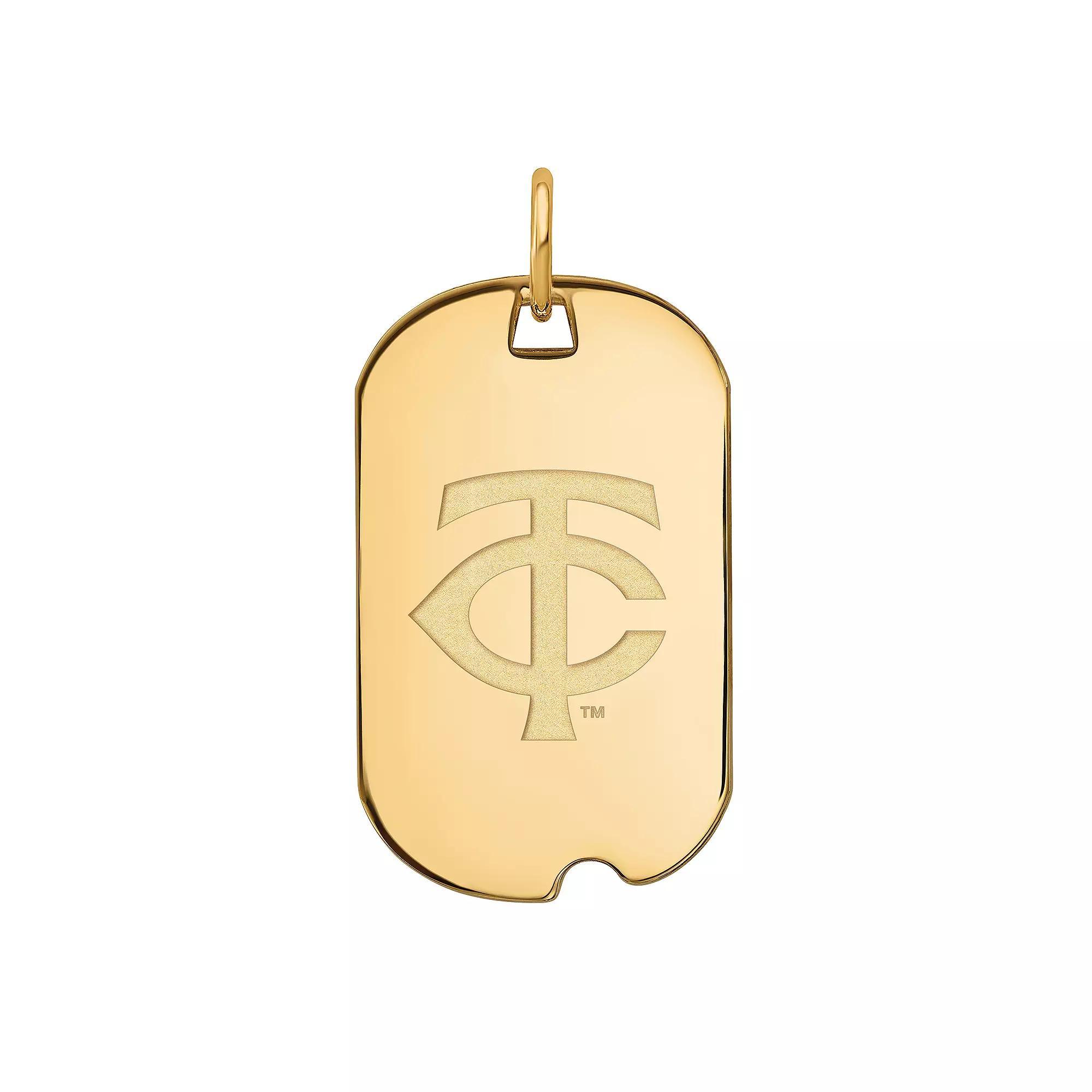 LogoArt Sterling Silver Minnesota Twins Small Dog Tag Pendant, Women's, Size: 31 mm, Gold Tone Product Image