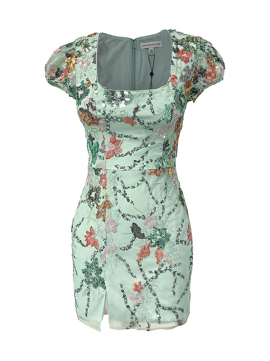 Womens Jillian Sequin-Embellished Short-Sleeve Body-Con Minidress Product Image