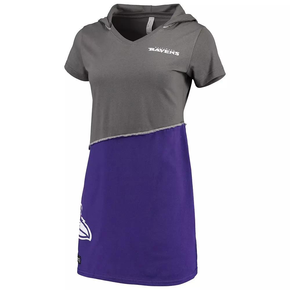 Women's Refried Apparel Charcoal/Purple Baltimore Ravens Sustainable Hooded Mini Dress, Size: Small Product Image