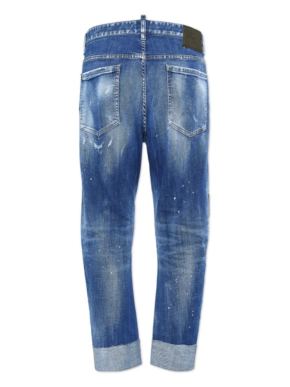distressed-effect patchwork jeans Product Image