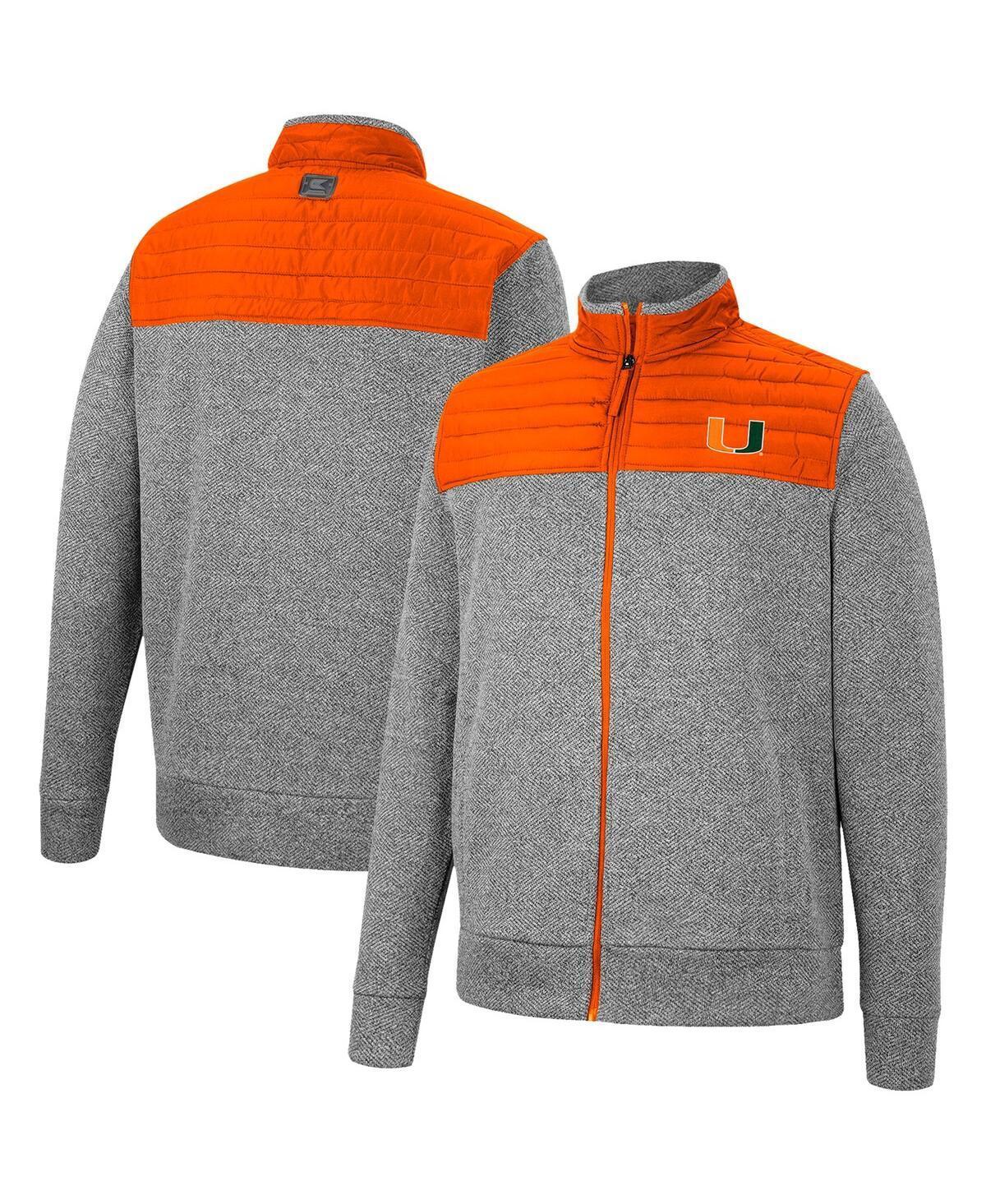 Men's Colosseum Charcoal/Orange Miami Hurricanes Putter Herringbone Full-Zip Jacket, Size: 2XL Product Image