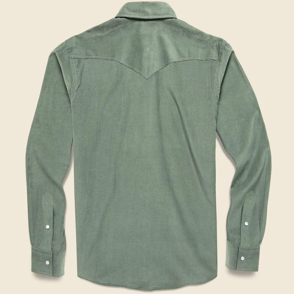 Micro Corduroy Western Shirt - Green Product Image