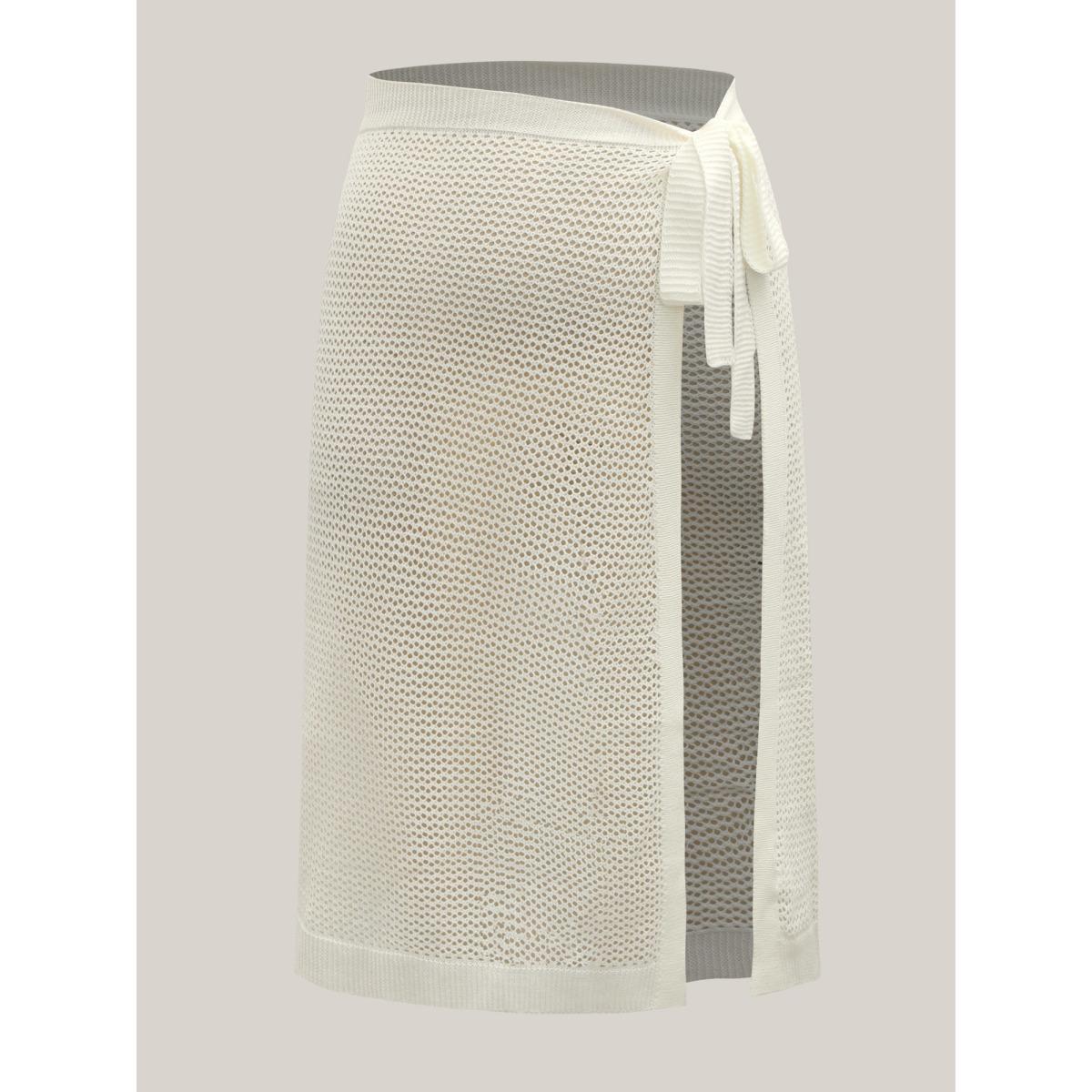 Plus Size Crochet Tie Side Wrap Sarong Cover Up Women's Swimwear Originalwhite Beach Bodycon Tie knot Curve Swim Cover Ups BloomChic 30/6X Product Image