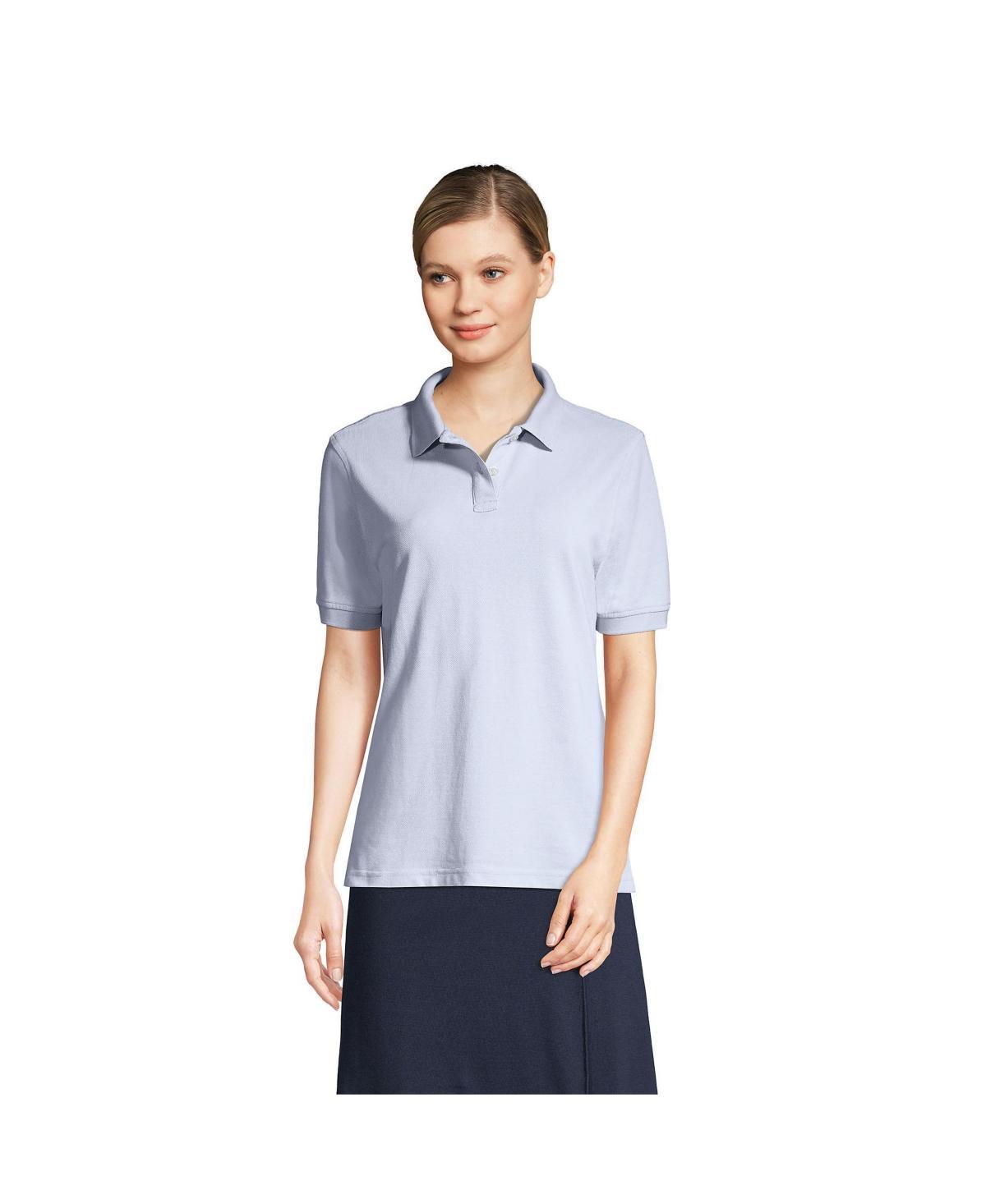 Womens Lands End School Uniform Short Sleeve Mesh Polo Shirt Classic Blue Product Image