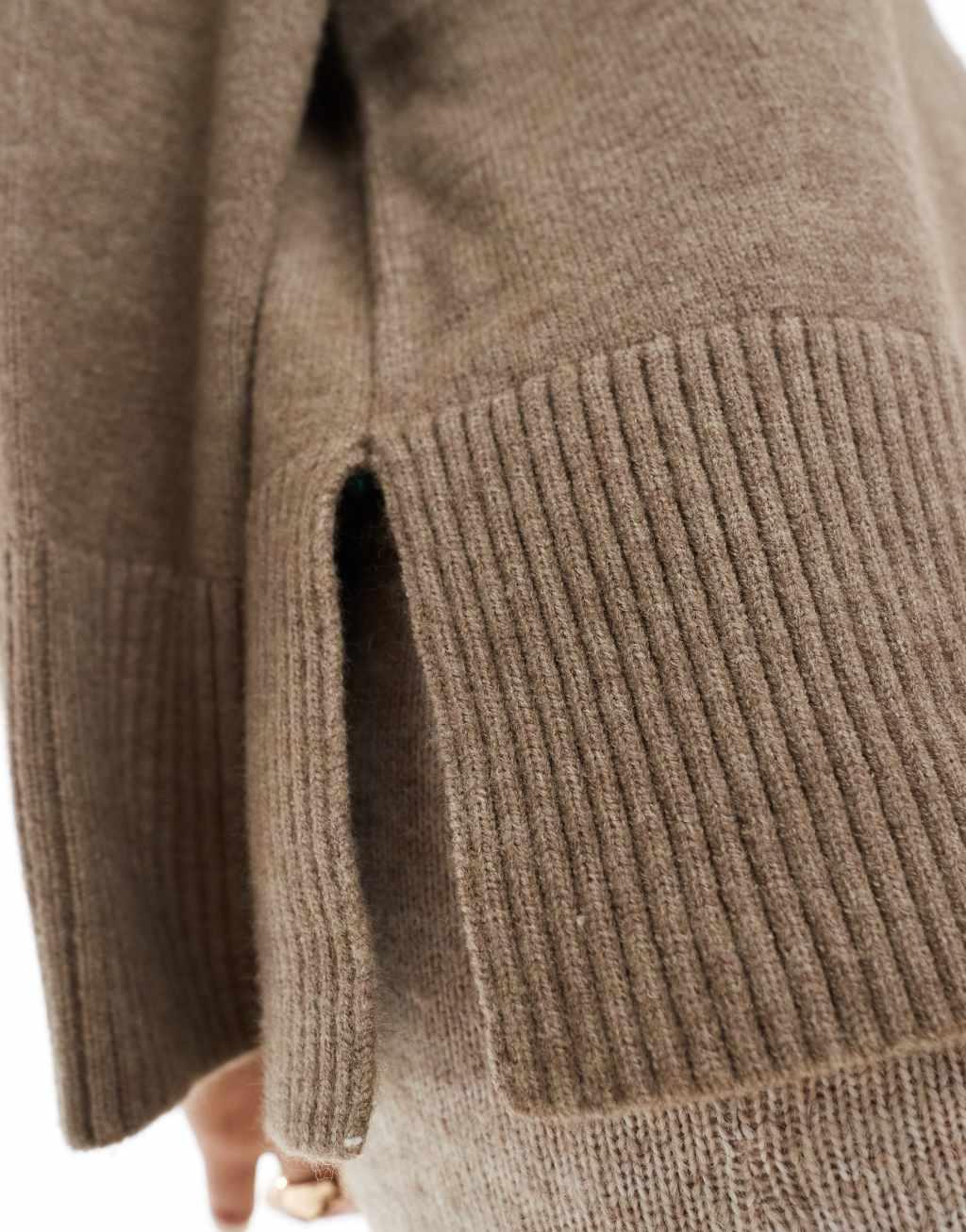 Pretty Lavish oversized knit sweater in mushroom Product Image