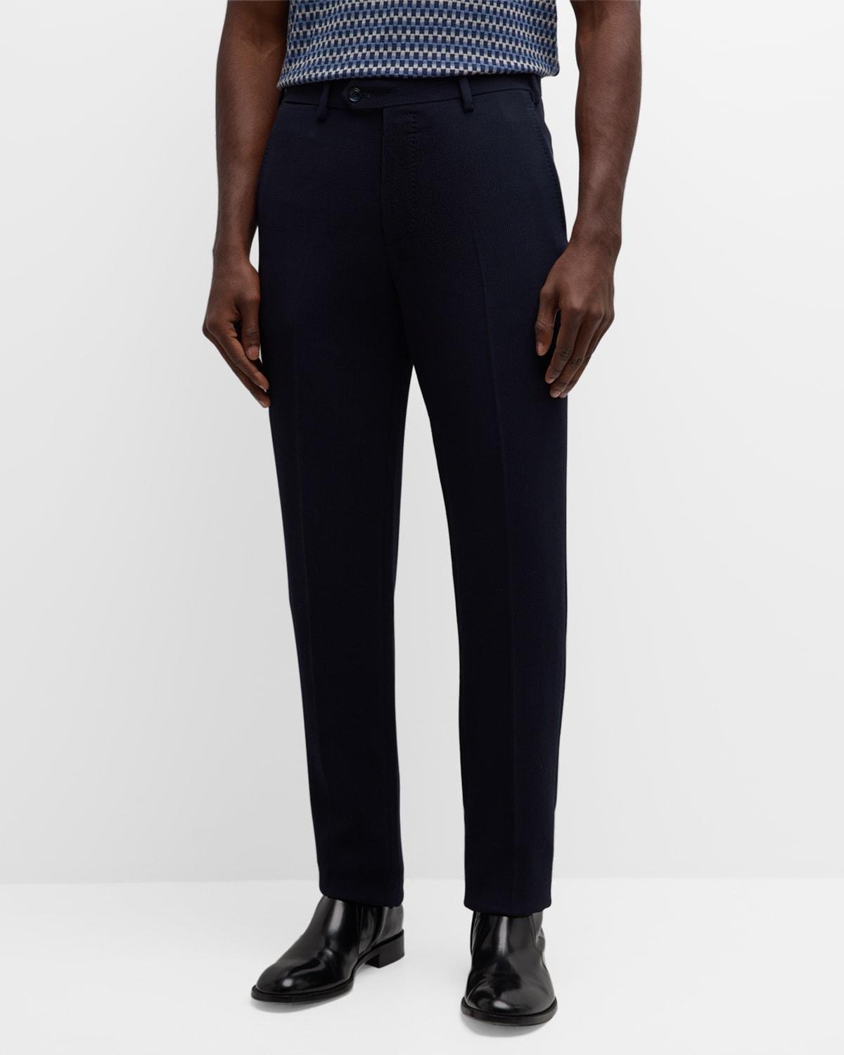Mens Cannete Effect Flat-Front Trousers Product Image