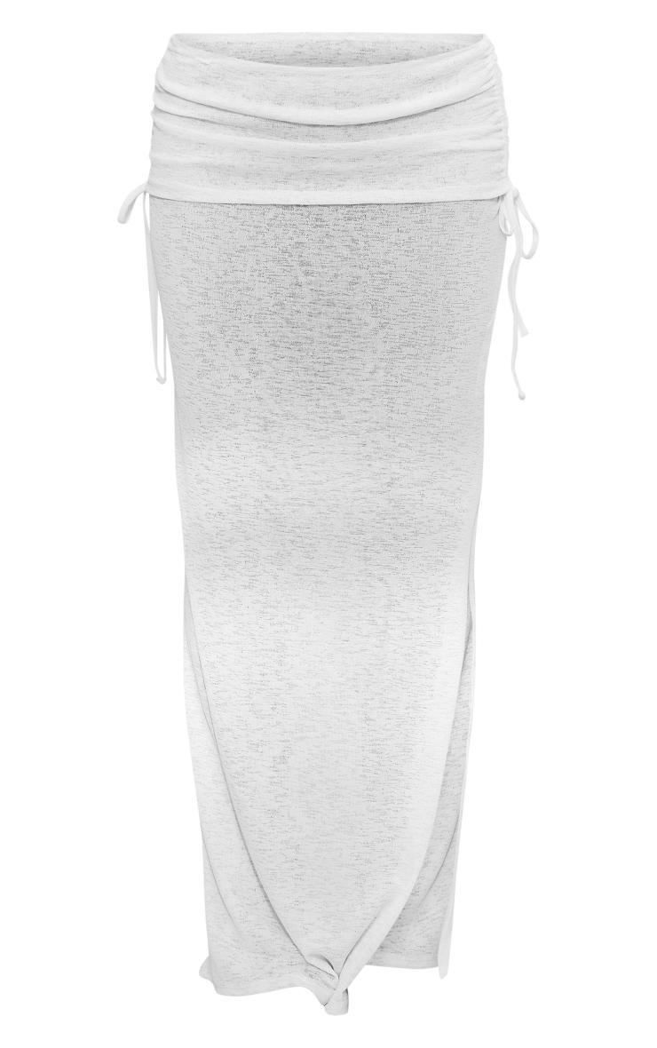 Cream Ruched Side Fold Over Maxi Skirt Product Image