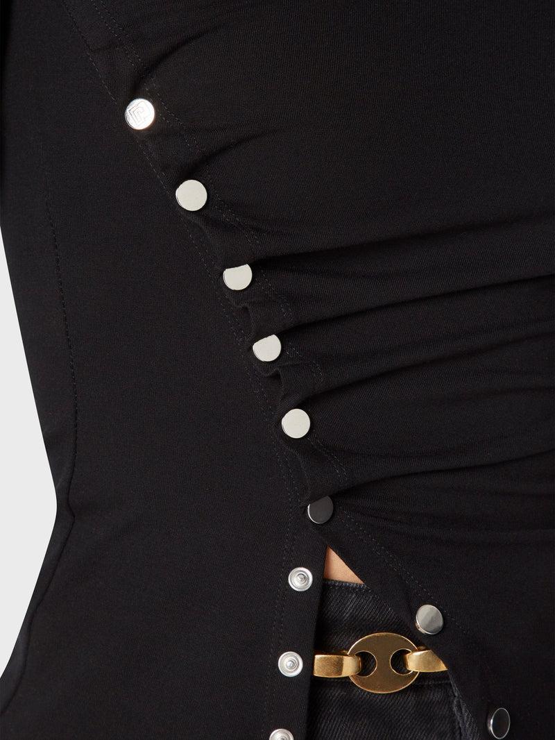 Black drapé pression top in jersey Product Image
