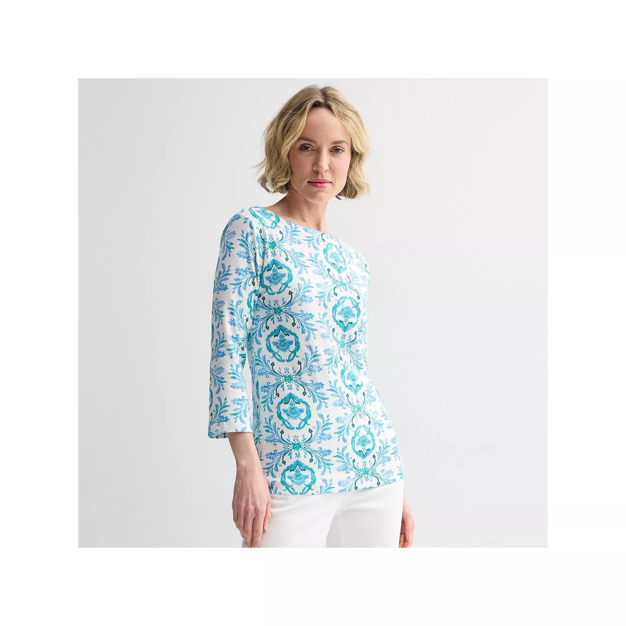 Petite Croft & Barrow® Boatneck Top, Women's, Size: XS Petite, Pink Vibrant Tile Product Image