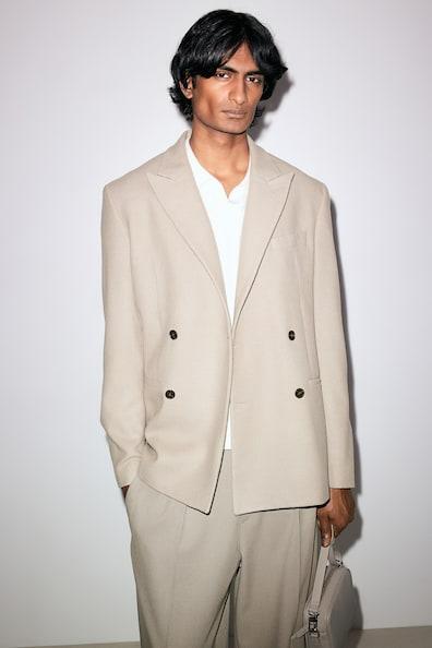 Regular Fit Wool-Blend Double-Breasted Jacket Product Image