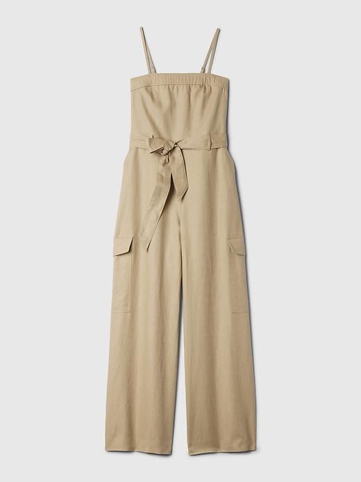Linen-Cotton Cargo Jumpsuit Product Image