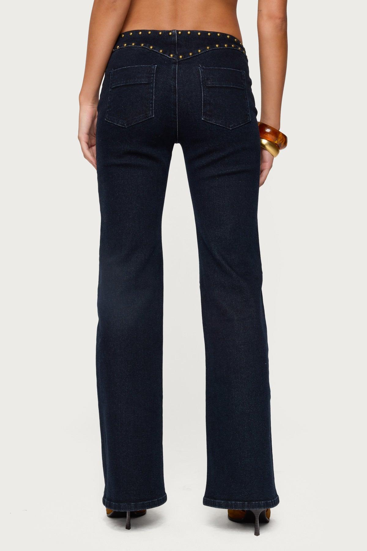 Carys Studded Low Rise Flared Jeans Product Image