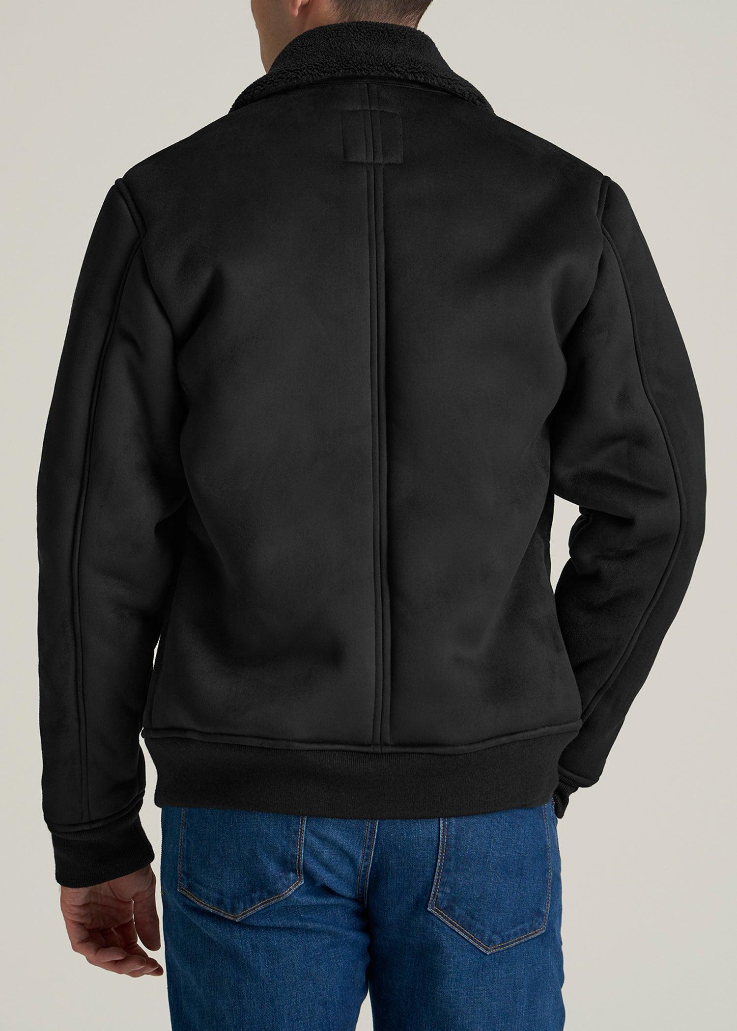 Sherpa Bomber Jacket for Tall Men in Black Product Image