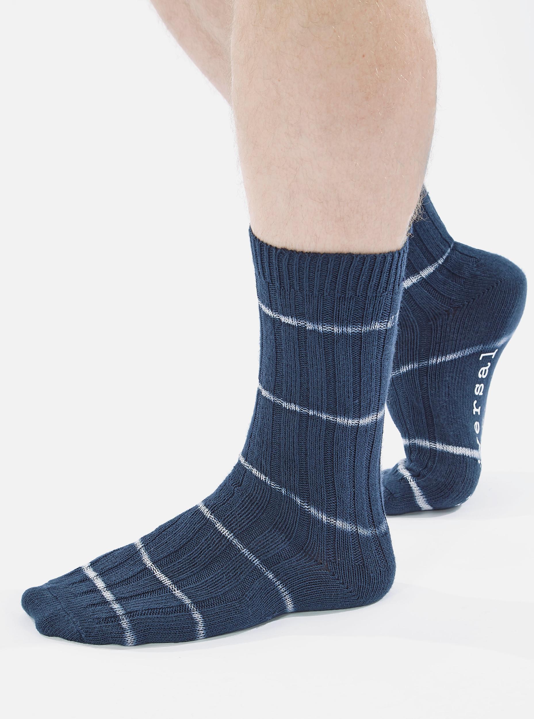 Universal Works Slub Sock in Navy Tie Dye Knit Product Image