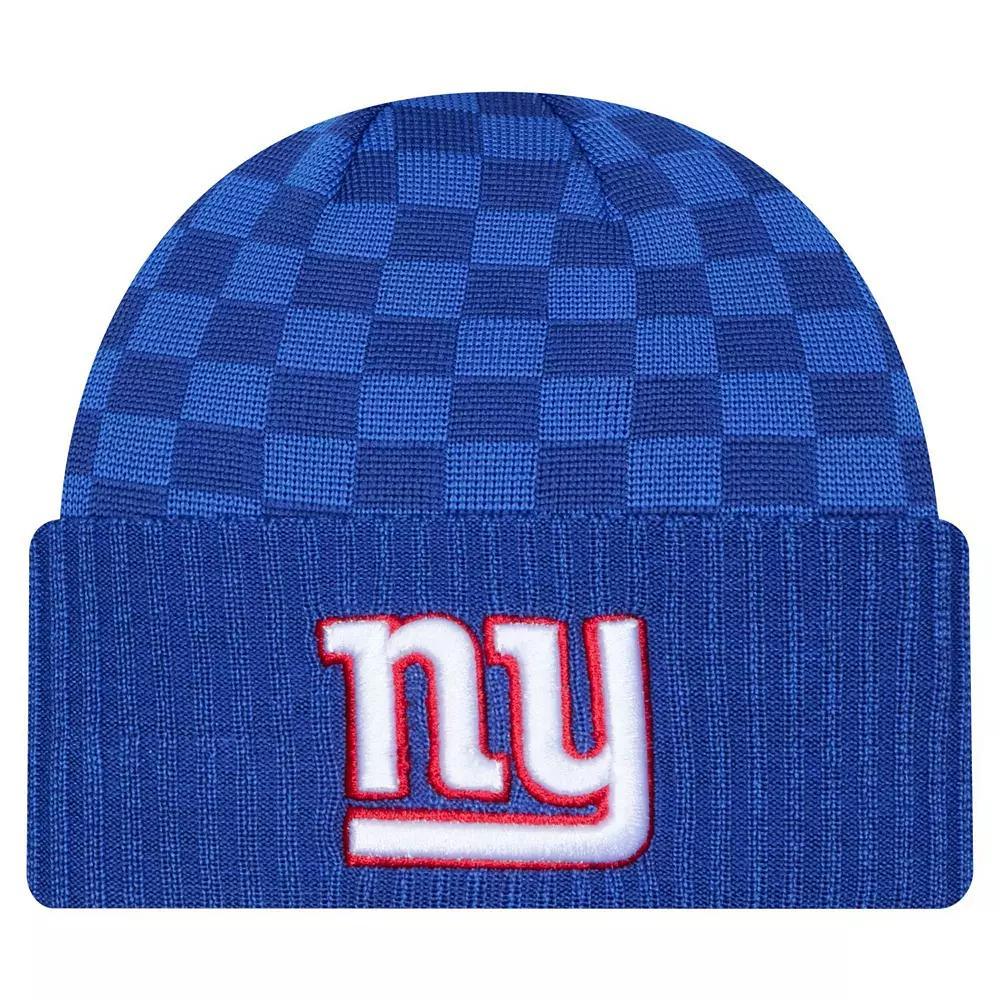 Mens New Era Royal New York Giants Checkered Cuffed Knit Hat Product Image