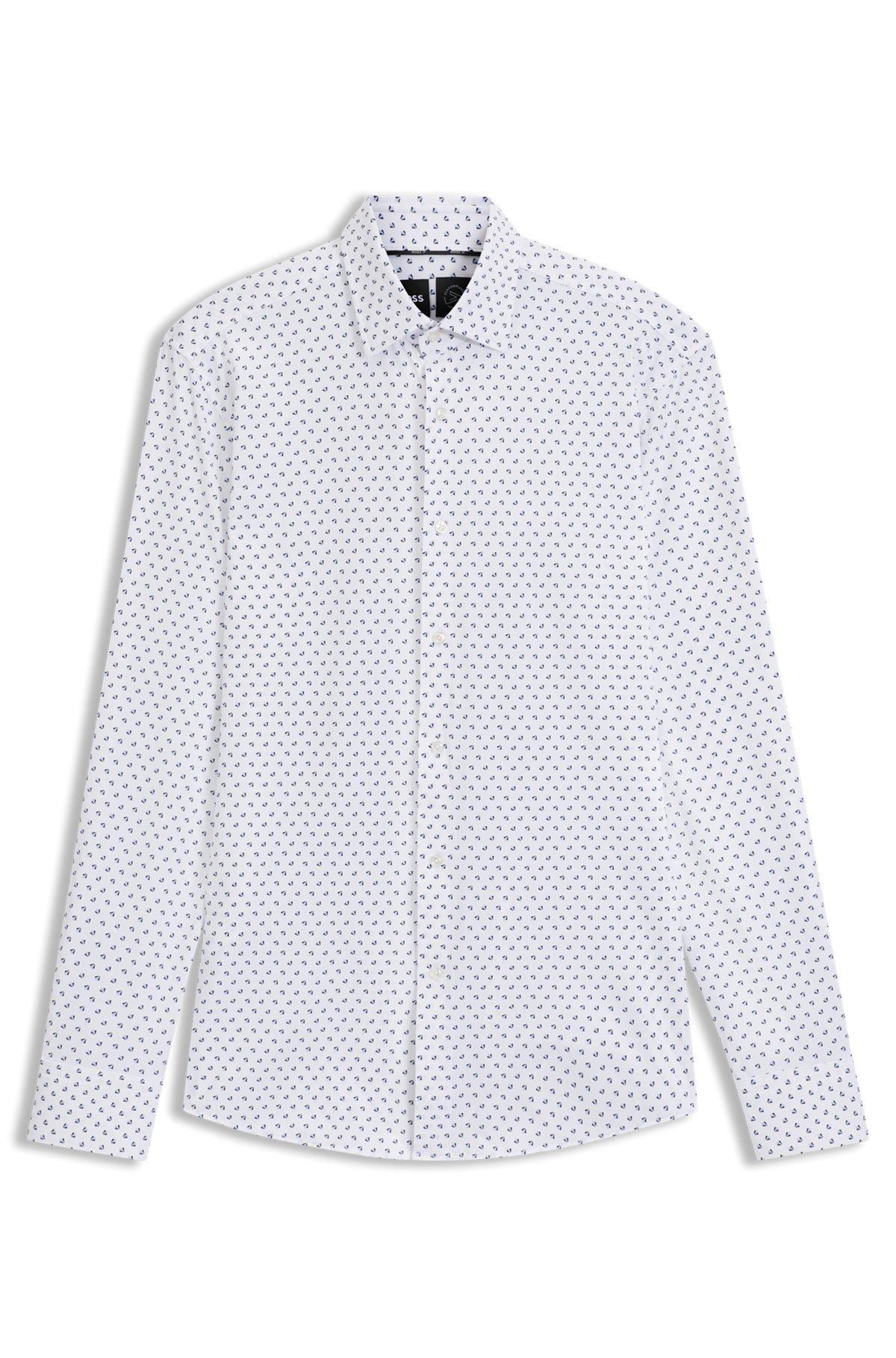 BOSS - Slim-fit shirt in Italian-made performance-stretch fabric - Light Blue Product Image