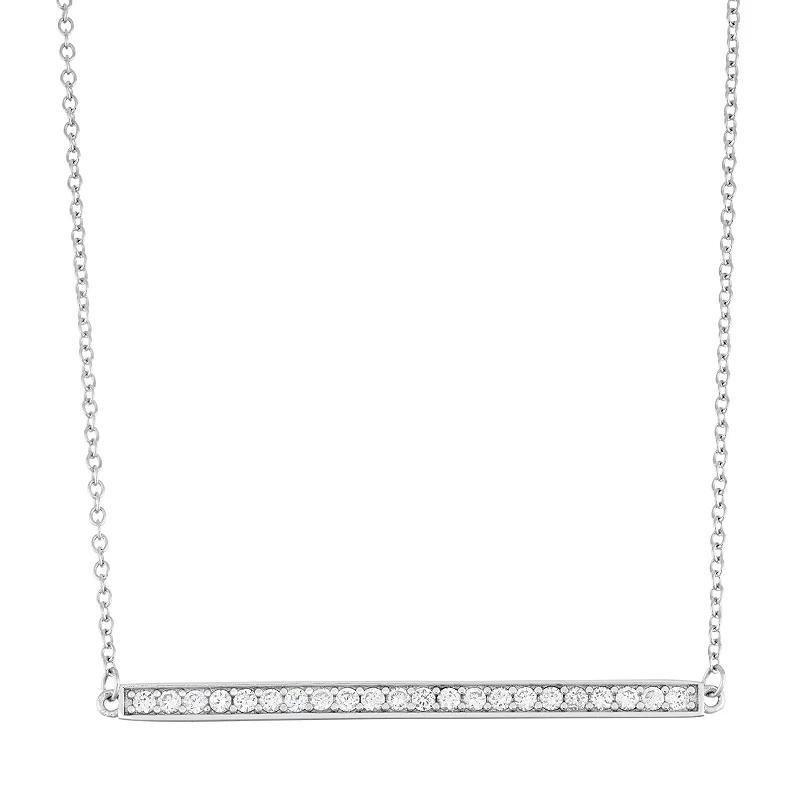 Sterling Silver Cubic Zirconia Bar Necklace, Women's, Size: 18", White Product Image