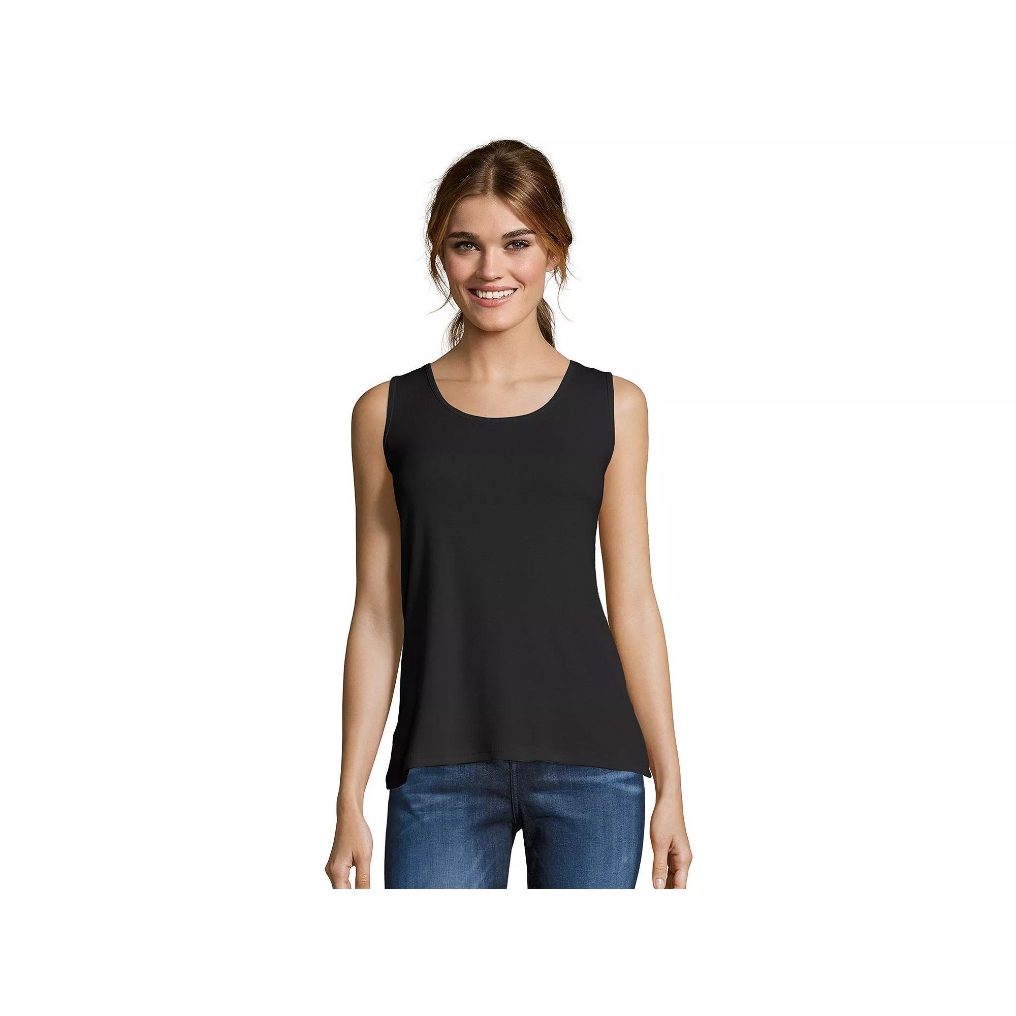 Women's Hanes® Mini-Ribbed Tank Top, Size: Small, Blue Product Image