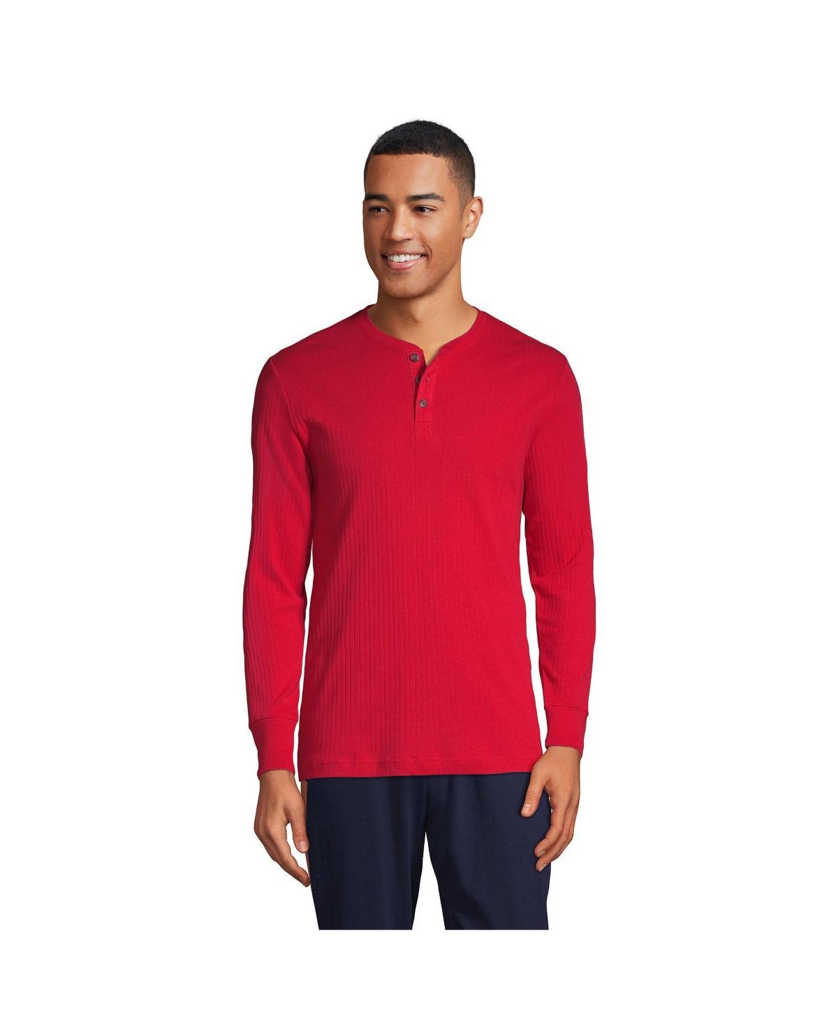 Men's Lands' End Ribbed Pajama Sleep Henley, Size: XXL, Grey Heather Product Image