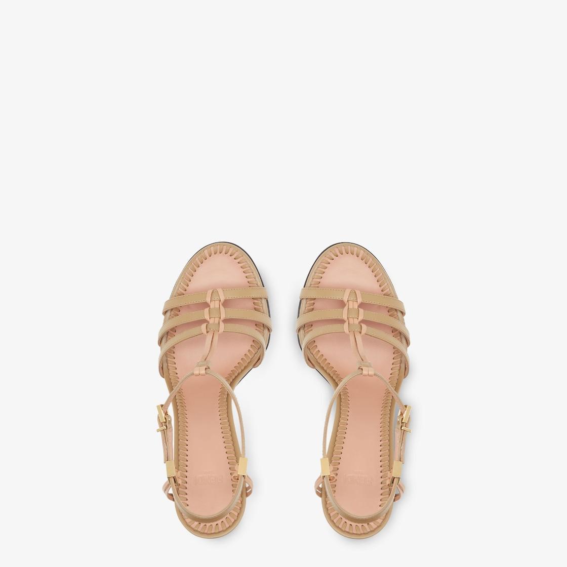 DelfinaBeige leather high-heeled sandals Product Image