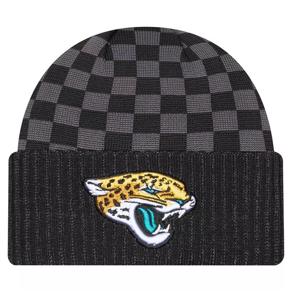 Men's New Era Black Jacksonville Jaguars Checkered Cuffed Knit Hat Product Image