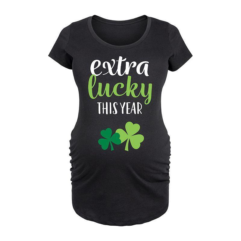 Maternity Extra Lucky This Year Shamrocks Graphic Tee, Women's, Size: XXL-MAT, Blue Product Image
