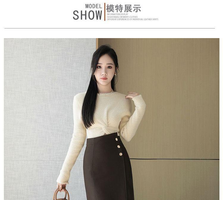 High Waist Plain Mini Pencil Skirt Product Image