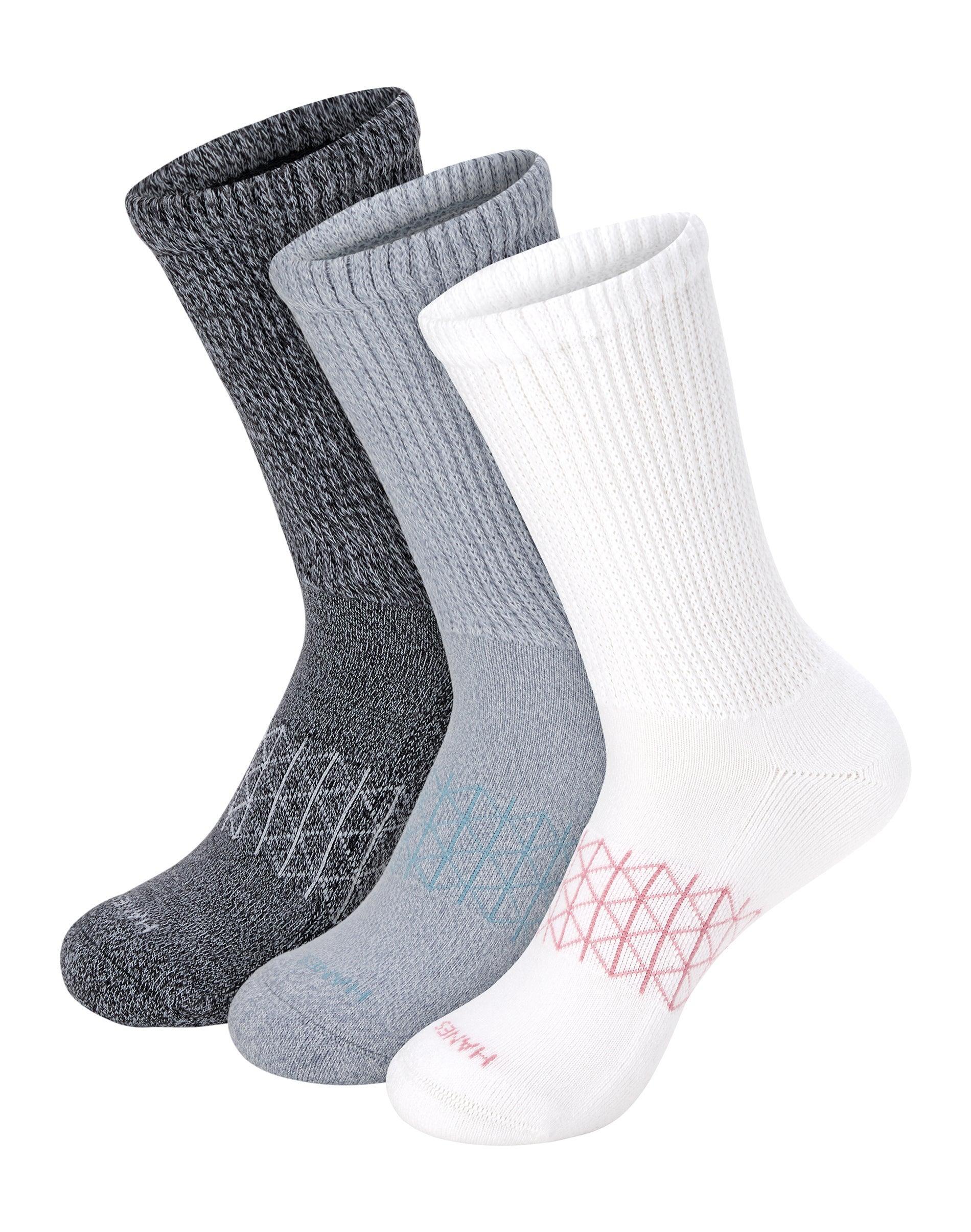 Hanes Womens Absolute Wellness 3pk Non-Binding Crew Socks 5-9: Cotton Blend, Cushioned Sole, Arch Support, Seamless Toe Product Image