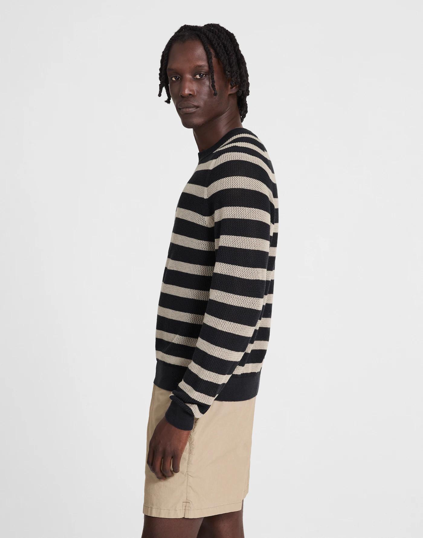 Mesh-Knit Crewneck Sweater in Lightweight Cotton-Linen Blend Product Image