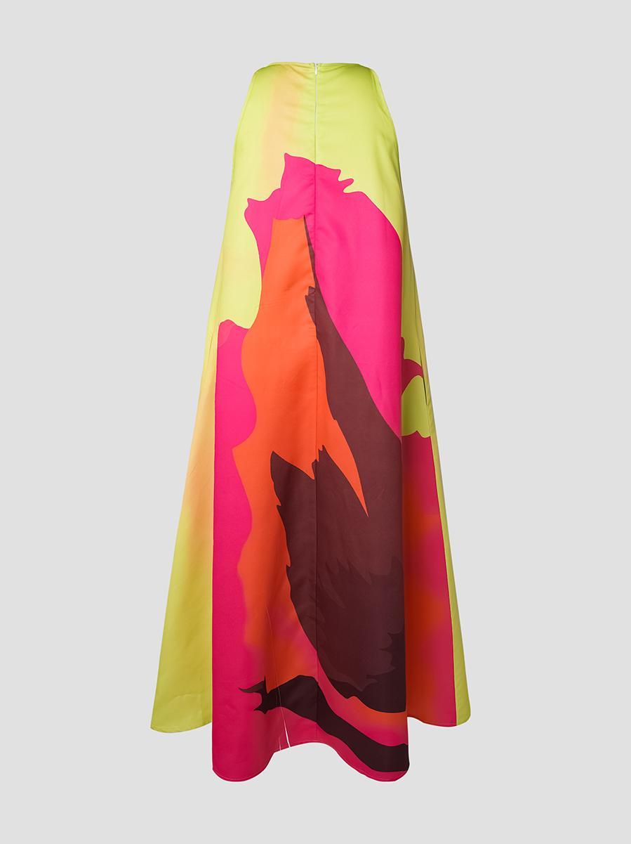 Loose Sleeveless Multi-Colored Round-Neck Maxi Dresses Product Image