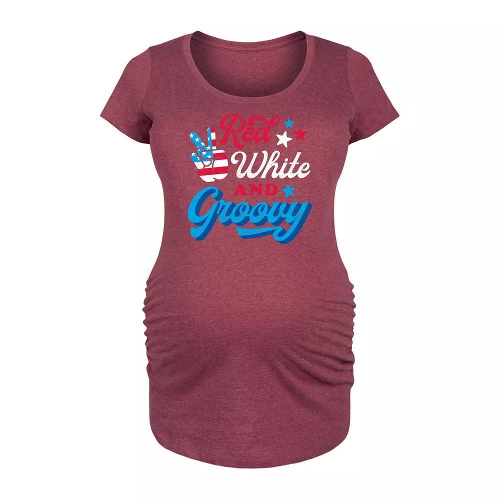 Maternity Red White And Groovy Graphic Tee, Womens Product Image